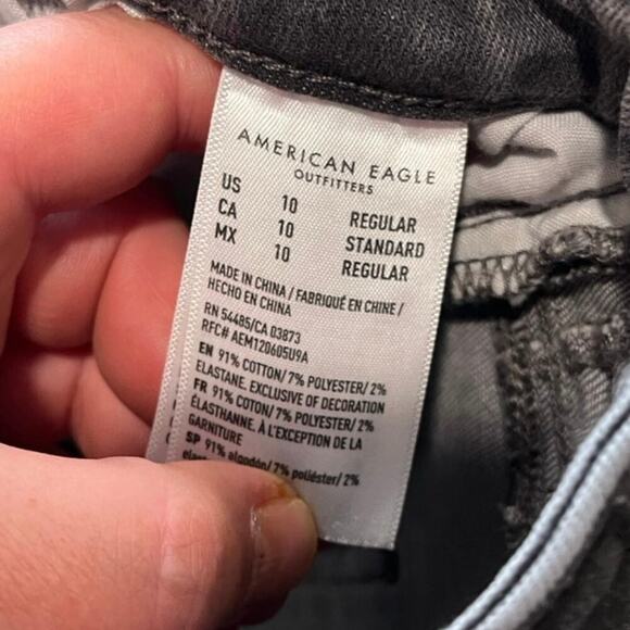American Eagle Hi-Rise Jegging Jeans Super Stretch Distressed Denim Grey Size 10 - Picture 7 of 12